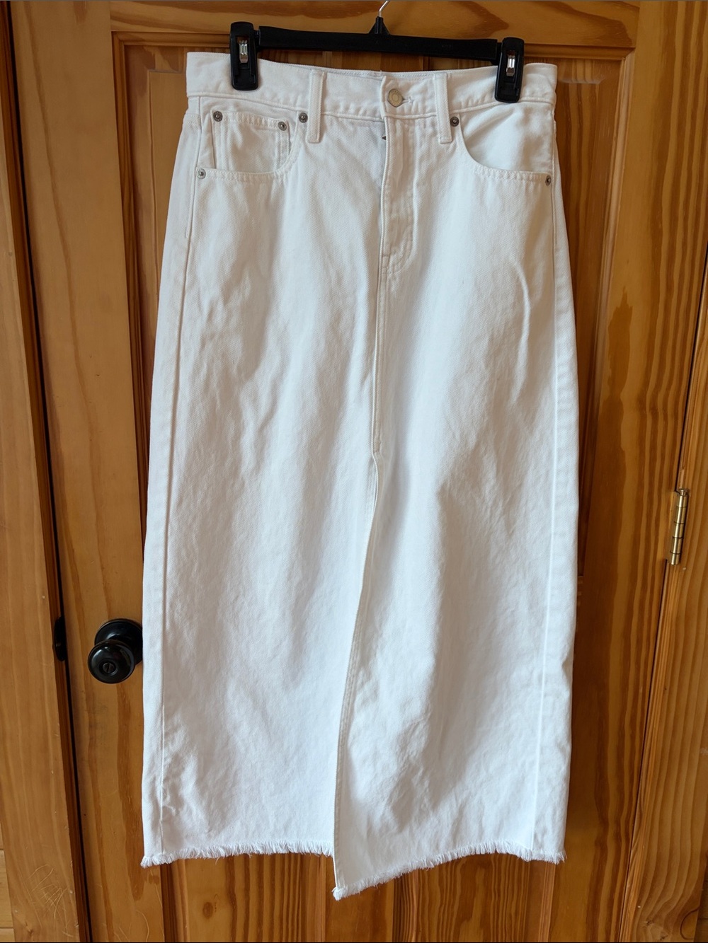 J. Crew White Midi Skirt with Raw Hem - Size 28